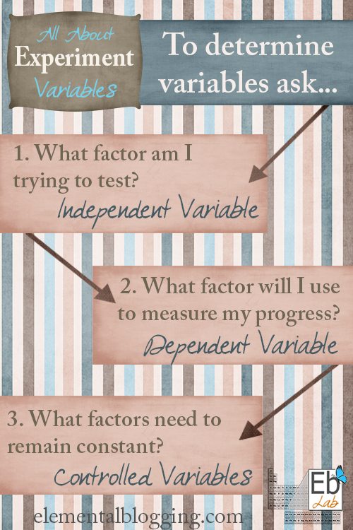Ask yourself these three questions to determine the variables in your experiment. {Elemental Blogging}