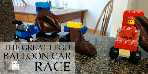 The contenders in the Great Lego Balloon Car Race!